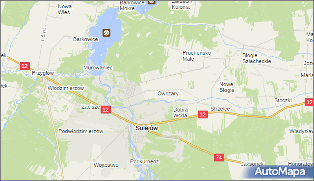 mapa Owczary gmina Mniszków, Owczary gmina Mniszków na mapie Targeo