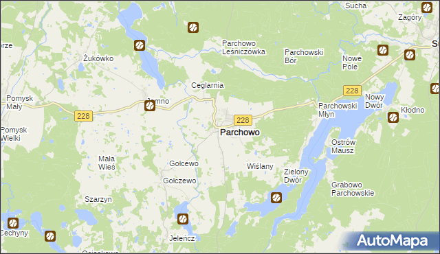 mapa Parchowo powiat bytowski, Parchowo powiat bytowski na mapie Targeo