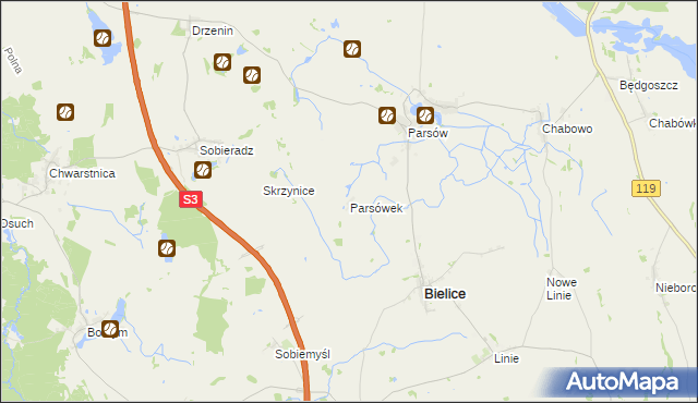 mapa Parsówek, Parsówek na mapie Targeo