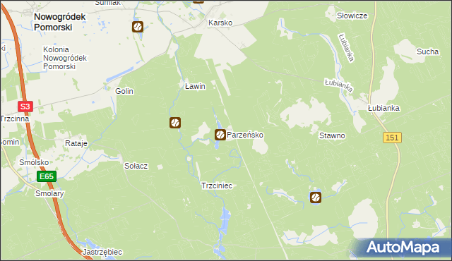 mapa Parzeńsko, Parzeńsko na mapie Targeo