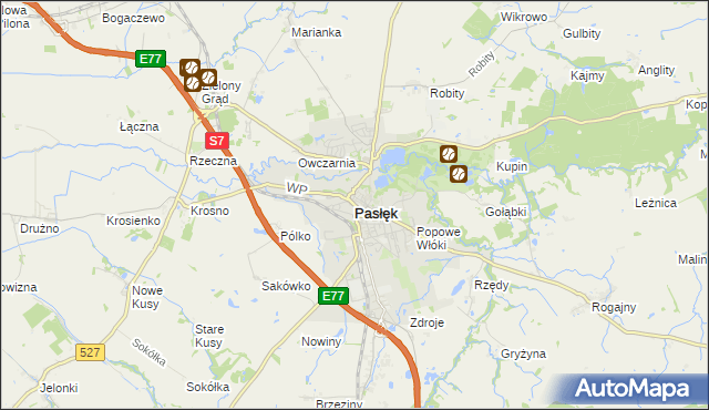 mapa Pasłęk, Pasłęk na mapie Targeo