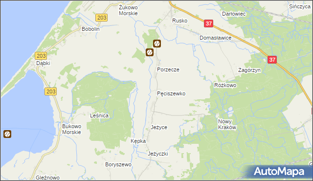 mapa Pęciszewko, Pęciszewko na mapie Targeo