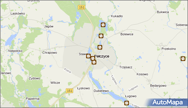 mapa Pełczyce powiat choszczeński, Pełczyce powiat choszczeński na mapie Targeo
