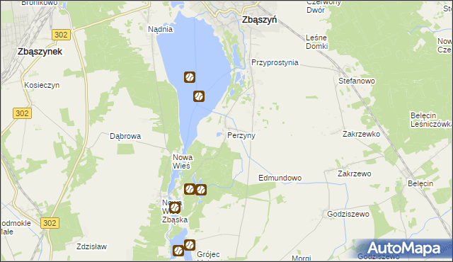 mapa Perzyny gmina Zbąszyń, Perzyny gmina Zbąszyń na mapie Targeo