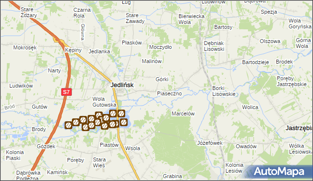 mapa Piaseczno gmina Jedlińsk, Piaseczno gmina Jedlińsk na mapie Targeo