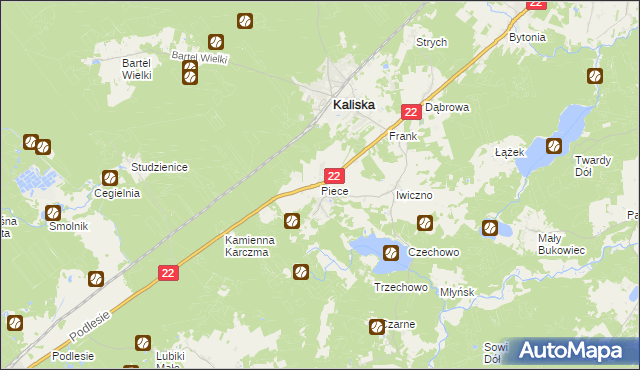 mapa Piece gmina Kaliska, Piece gmina Kaliska na mapie Targeo