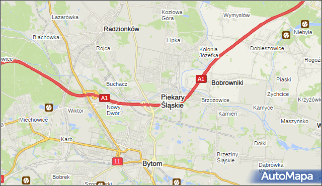 mapa Piekary Śląskie, Piekary Śląskie na mapie Targeo