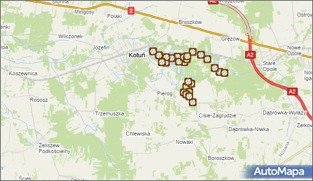 mapa Pieróg, Pieróg na mapie Targeo