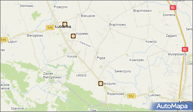 mapa Pigża gmina Łubianka, Pigża gmina Łubianka na mapie Targeo