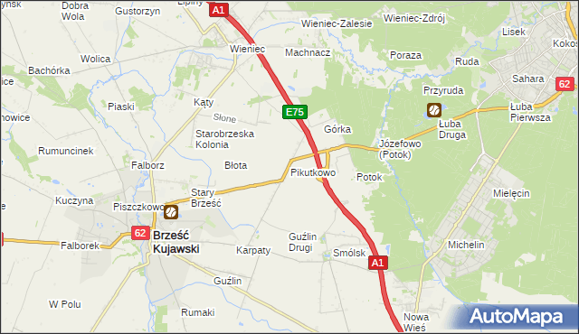 mapa Pikutkowo, Pikutkowo na mapie Targeo