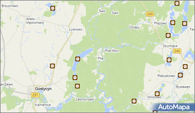 mapa Piła gmina Gostycyn, Piła gmina Gostycyn na mapie Targeo