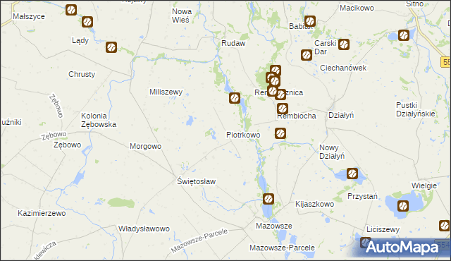 mapa Piotrkowo gmina Ciechocin, Piotrkowo gmina Ciechocin na mapie Targeo