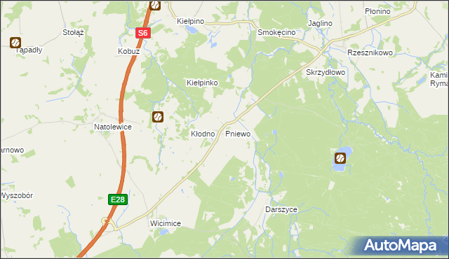 mapa Pniewo gmina Płoty, Pniewo gmina Płoty na mapie Targeo