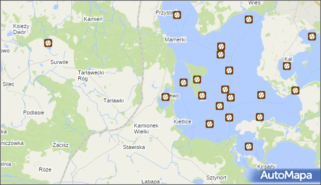 mapa Pniewo gmina Węgorzewo, Pniewo gmina Węgorzewo na mapie Targeo