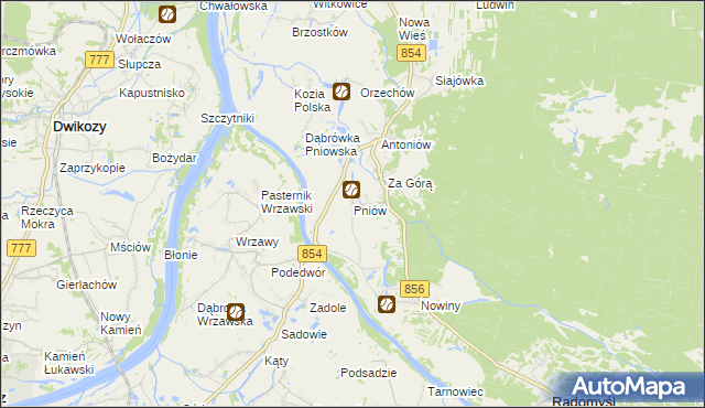 mapa Pniów gmina Radomyśl nad Sanem, Pniów gmina Radomyśl nad Sanem na mapie Targeo