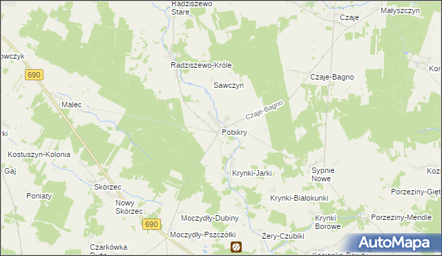 mapa Pobikry, Pobikry na mapie Targeo