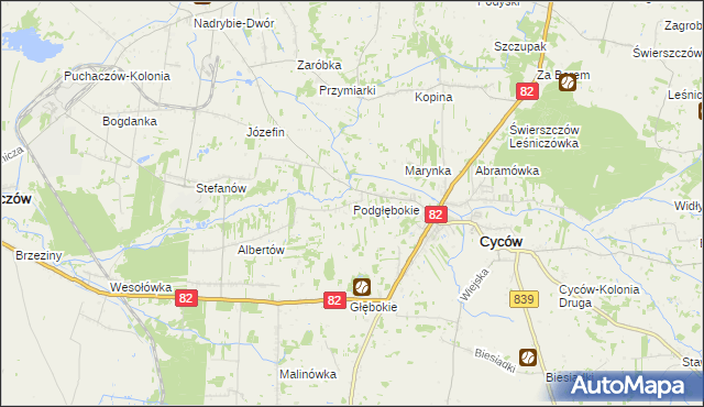 mapa Podgłębokie, Podgłębokie na mapie Targeo