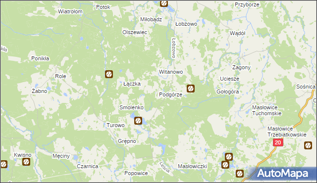 mapa Podgórze gmina Kołczygłowy, Podgórze gmina Kołczygłowy na mapie Targeo