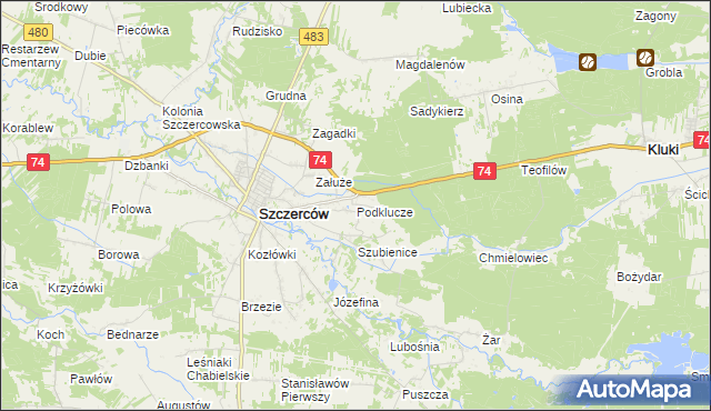 mapa Podklucze, Podklucze na mapie Targeo