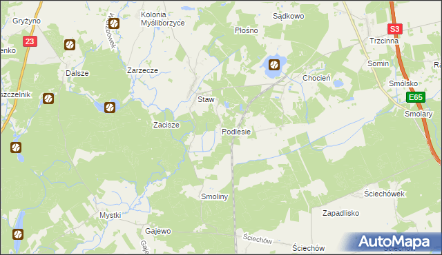 mapa Podlesie gmina Lubiszyn, Podlesie gmina Lubiszyn na mapie Targeo