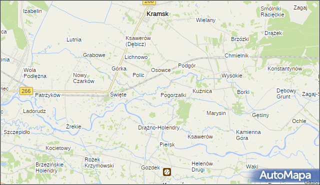 mapa Pogorzałki gmina Kramsk, Pogorzałki gmina Kramsk na mapie Targeo