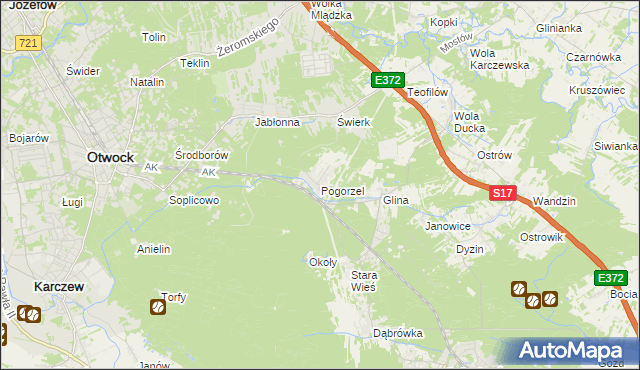 mapa Pogorzel gmina Celestynów, Pogorzel gmina Celestynów na mapie Targeo