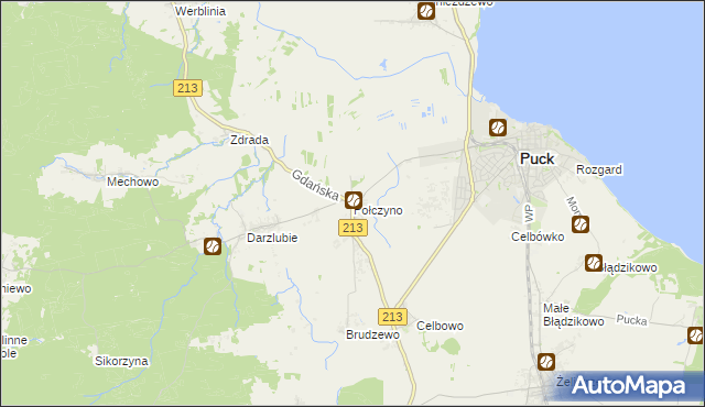 mapa Połczyno gmina Puck, Połczyno gmina Puck na mapie Targeo