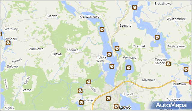 mapa Polska Wieś gmina Mrągowo, Polska Wieś gmina Mrągowo na mapie Targeo