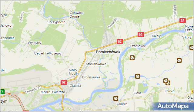 mapa Pomiechowo, Pomiechowo na mapie Targeo