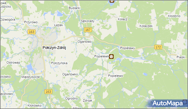 mapa Popielewko, Popielewko na mapie Targeo