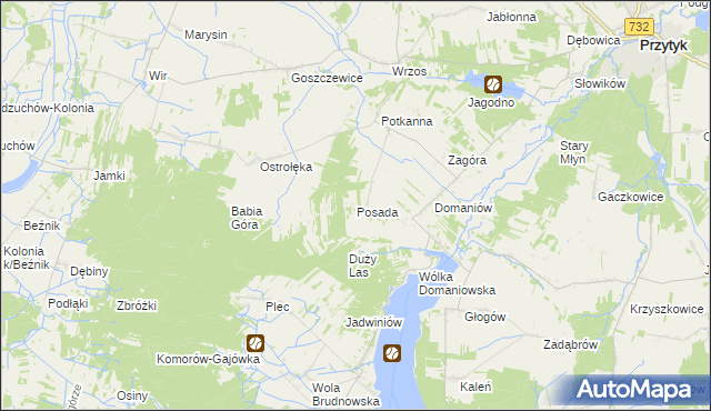 mapa Posada gmina Przytyk, Posada gmina Przytyk na mapie Targeo