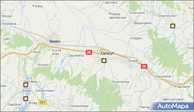 mapa Posada Zarszyńska, Posada Zarszyńska na mapie Targeo