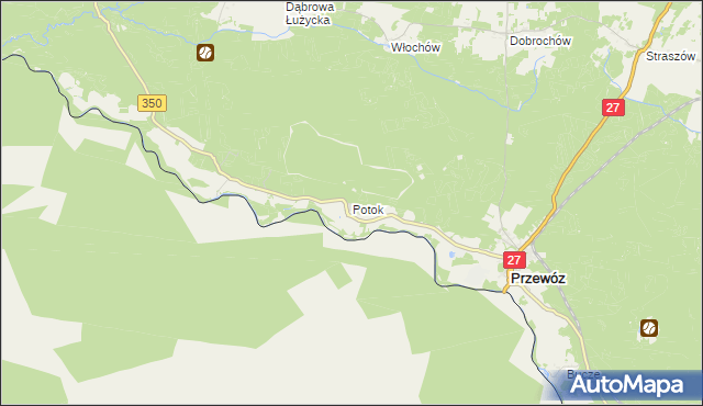 mapa Potok gmina Przewóz, Potok gmina Przewóz na mapie Targeo