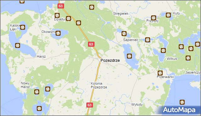 mapa Pozezdrze, Pozezdrze na mapie Targeo