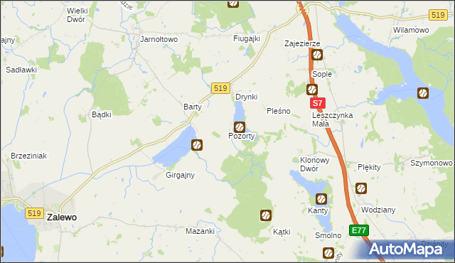 mapa Pozorty, Pozorty na mapie Targeo