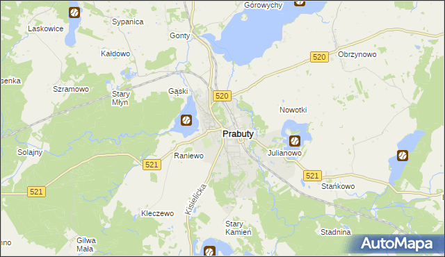 mapa Prabuty powiat kwidzyński, Prabuty powiat kwidzyński na mapie Targeo