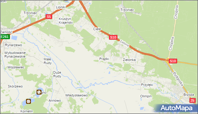 mapa Prądki, Prądki na mapie Targeo