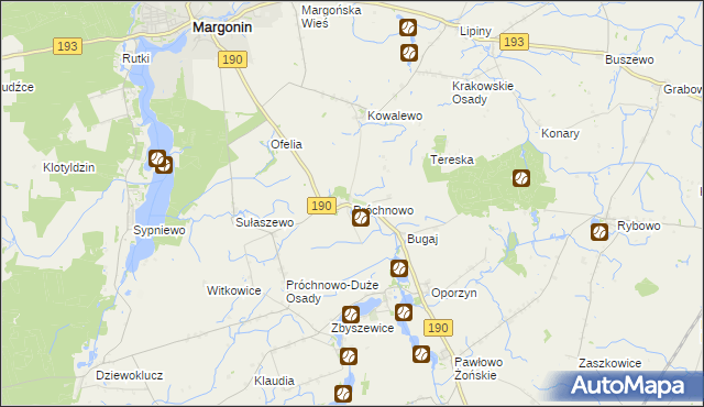 mapa Próchnowo gmina Margonin, Próchnowo gmina Margonin na mapie Targeo