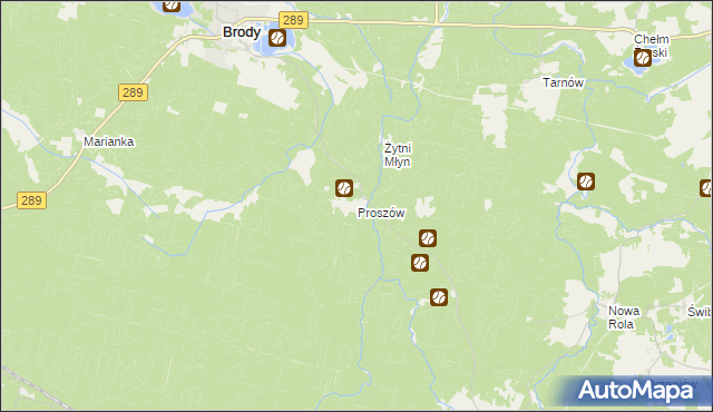 mapa Proszów gmina Brody, Proszów gmina Brody na mapie Targeo