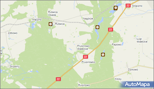 mapa Prusinowo Wałeckie, Prusinowo Wałeckie na mapie Targeo