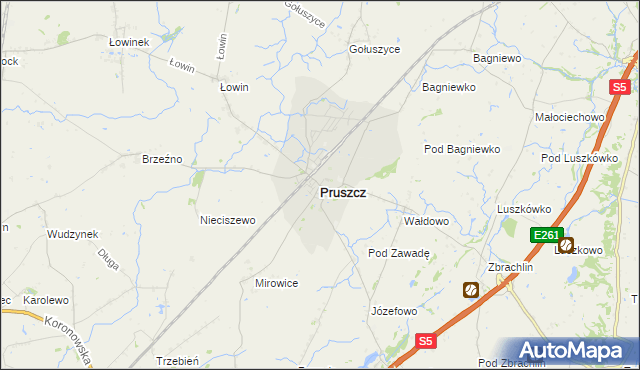 mapa Pruszcz powiat świecki, Pruszcz powiat świecki na mapie Targeo