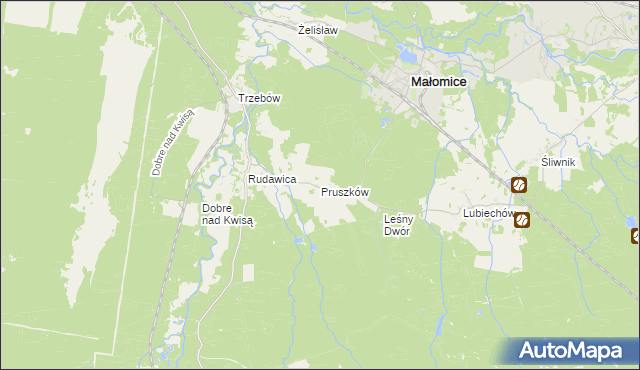 mapa Pruszków gmina Żagań, Pruszków gmina Żagań na mapie Targeo