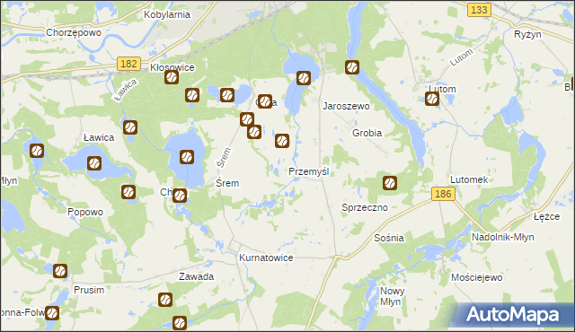 mapa Przemyśl gmina Sieraków, Przemyśl gmina Sieraków na mapie Targeo