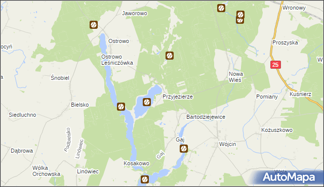 mapa Przyjezierze gmina Jeziora Wielkie, Przyjezierze gmina Jeziora Wielkie na mapie Targeo