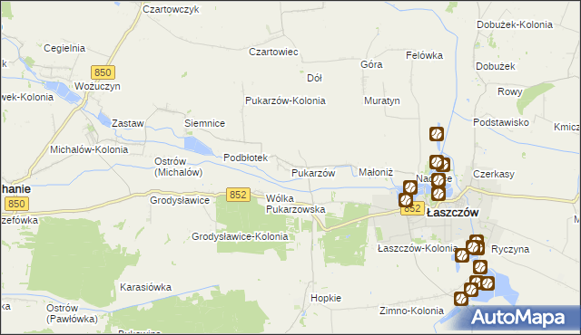 mapa Pukarzów gmina Łaszczów, Pukarzów gmina Łaszczów na mapie Targeo