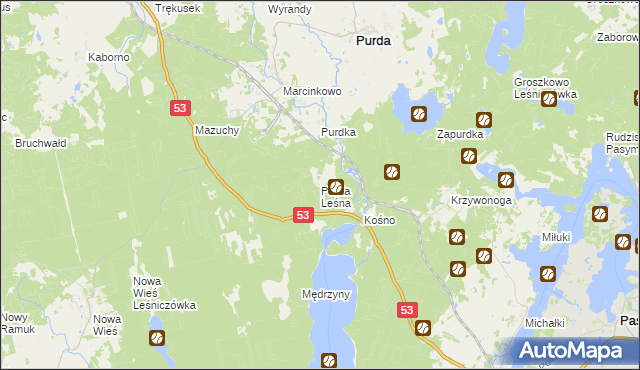 mapa Purda Leśna, Purda Leśna na mapie Targeo