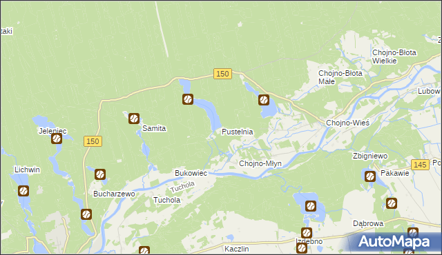 mapa Pustelnia gmina Wronki, Pustelnia gmina Wronki na mapie Targeo