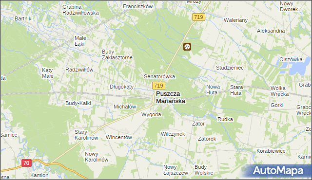 mapa Puszcza Mariańska, Puszcza Mariańska na mapie Targeo