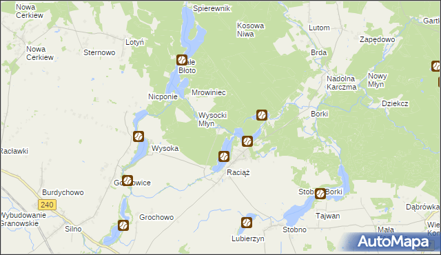 mapa Raciąski Młyn, Raciąski Młyn na mapie Targeo