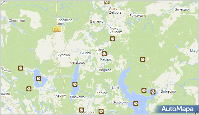 mapa Racław gmina Polanów, Racław gmina Polanów na mapie Targeo